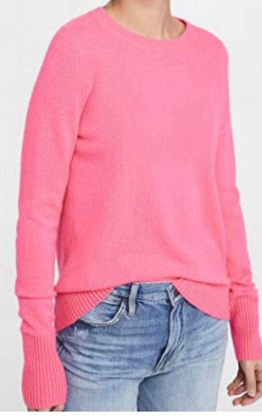 NWOT White + Warren Long Sleeve Crewneck Cashmere Pink Sweater SMALL